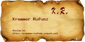 Kremmer Rufusz névjegykártya